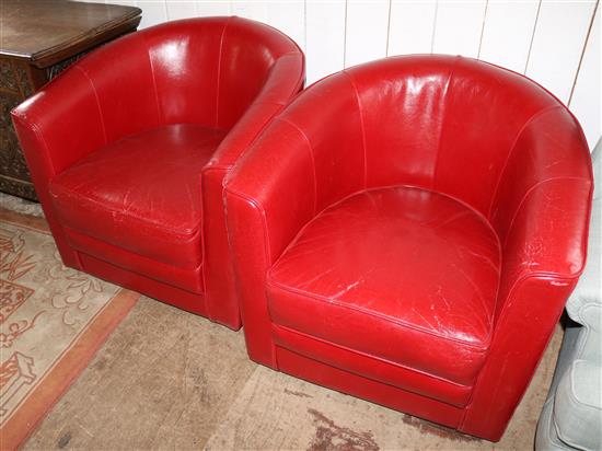 Pair leather tub chairs